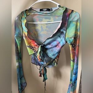 Fairy Festival Mesh Front Tie Crop Top